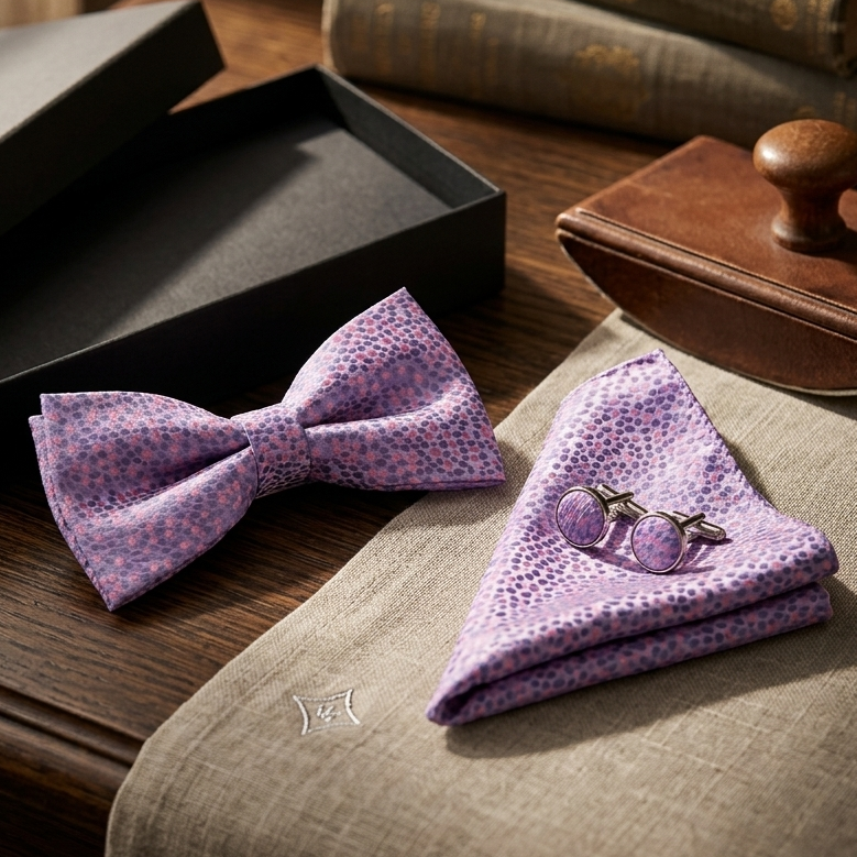 Lavender Mosaic Bow Tie Set