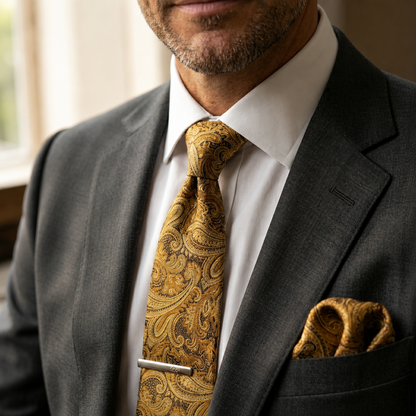 Kensington Gold Paisley Tie Set