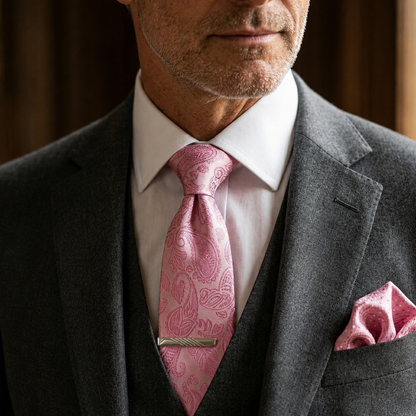 Mayfair Blush Pink Paisley Tie Set