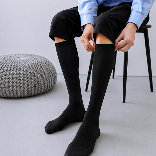 Black Cotton Long Socks