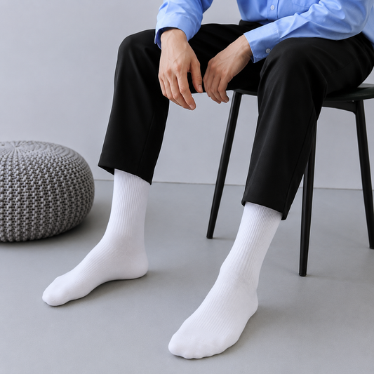 White Cotton Long Socks