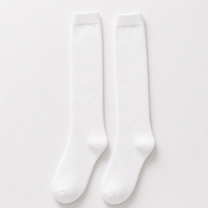 White Cotton Long Socks