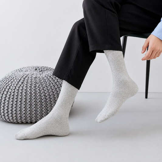 Grey Cotton Long Socks