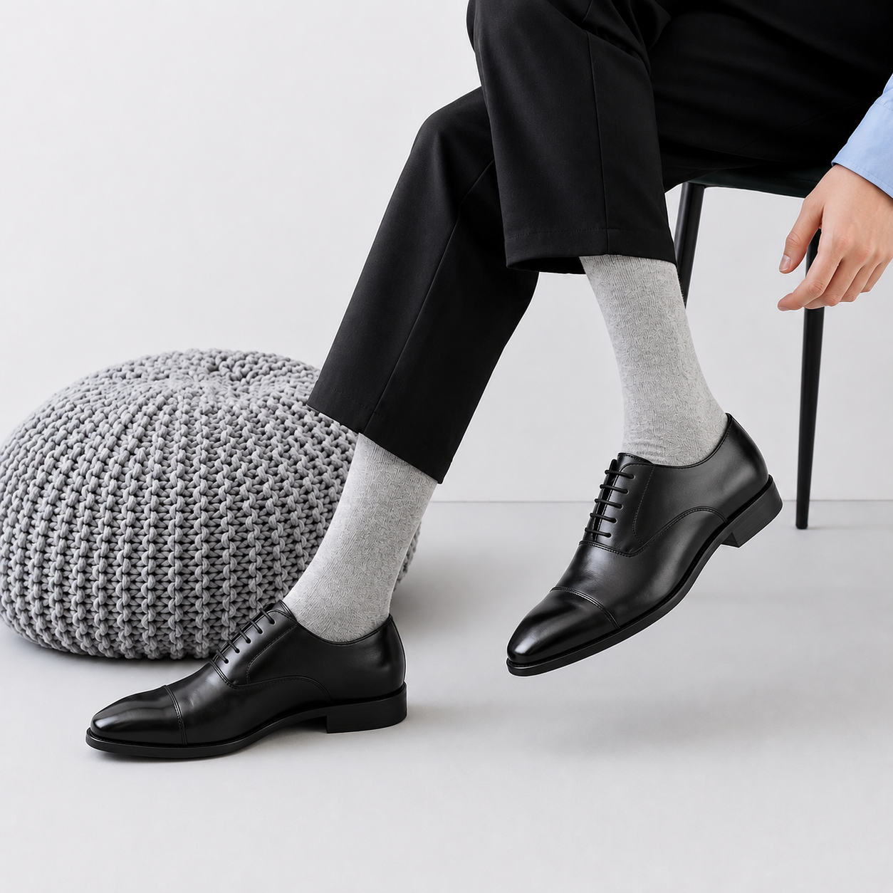 Grey Cotton Long Socks