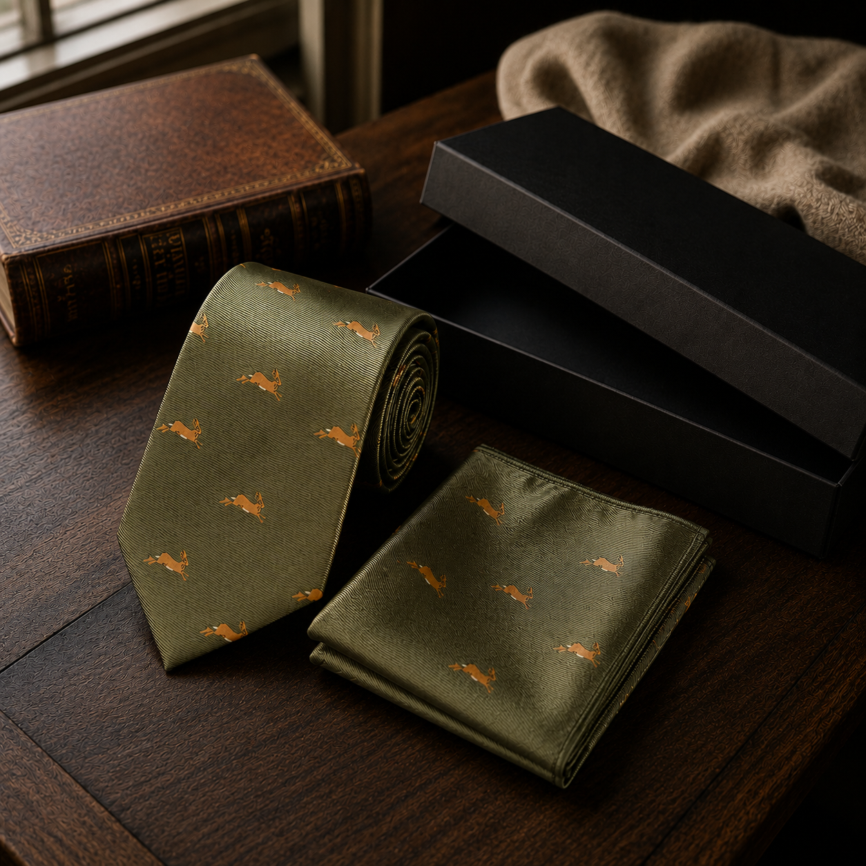 Dublin Olive Deer Tie Set
