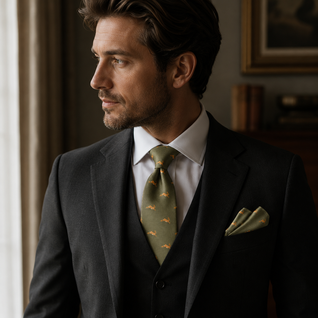 Dublin Olive Deer Tie Set