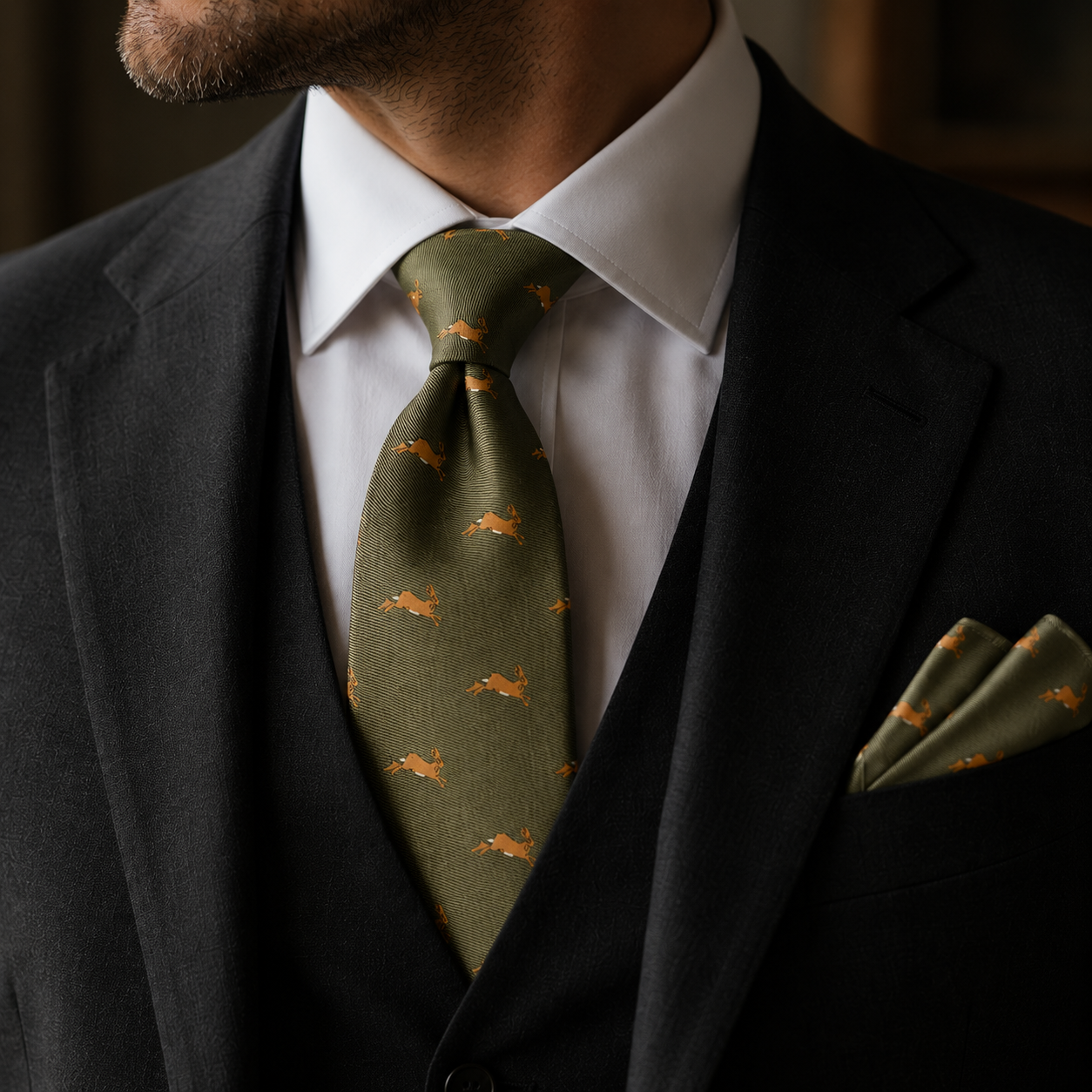 Dublin Olive Deer Tie Set
