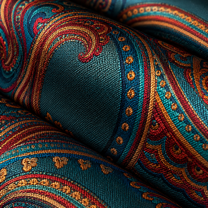 Teal Burnt Orange Paisley Tie Set