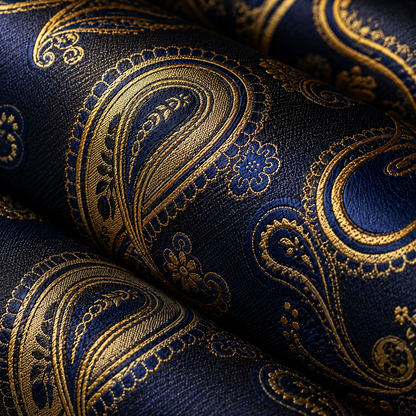 Golden Crest Navy Paisley Tie Set