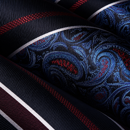 Imperial Navy Crimson Paisley Tie Set