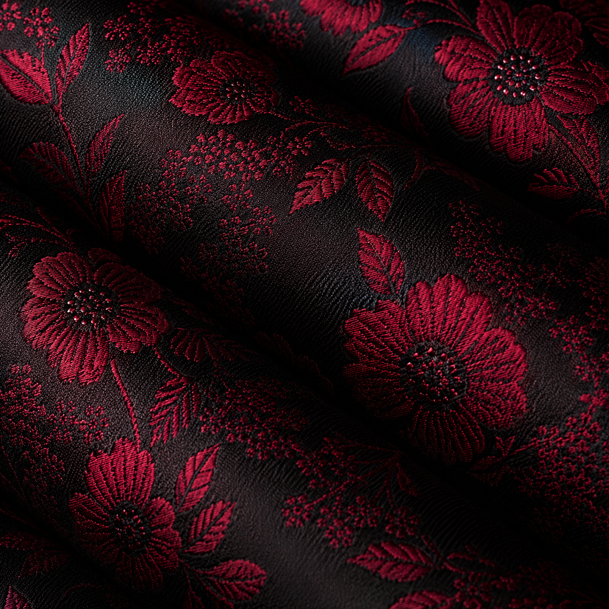 Midnight Crimson Floral Tie Set