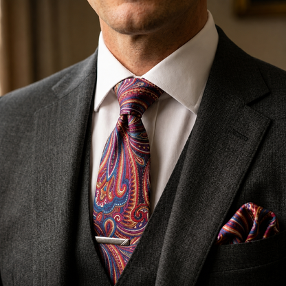 Kensington Burgundy Paisley Tie Set