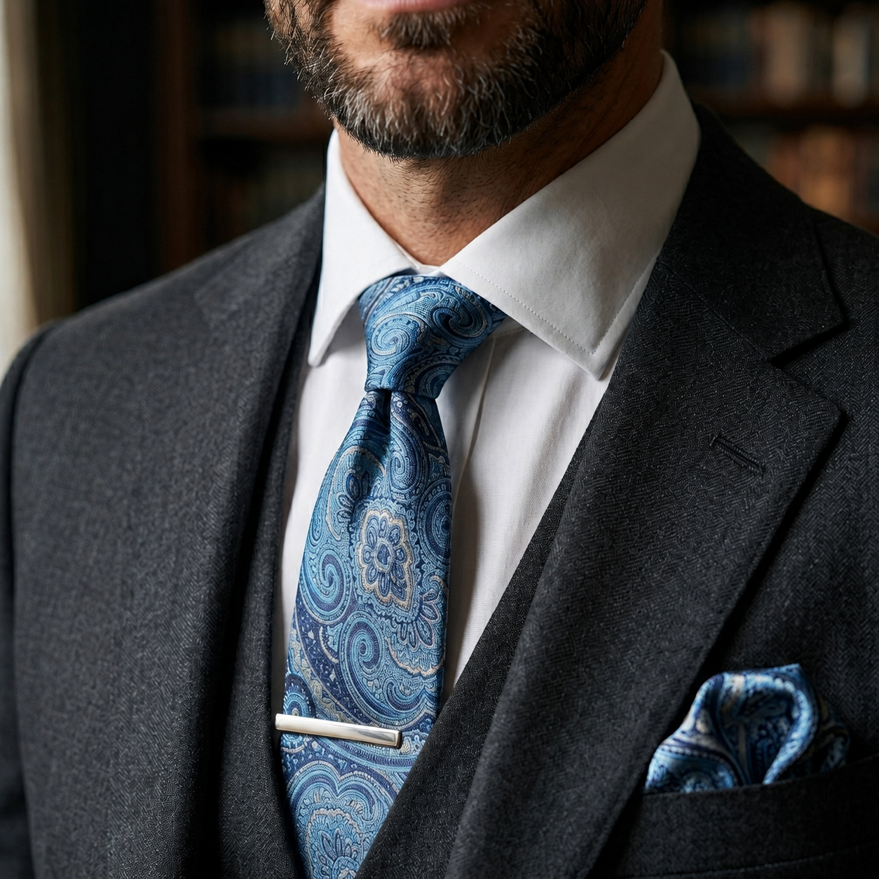 Regency Blue Paisley Tie Set