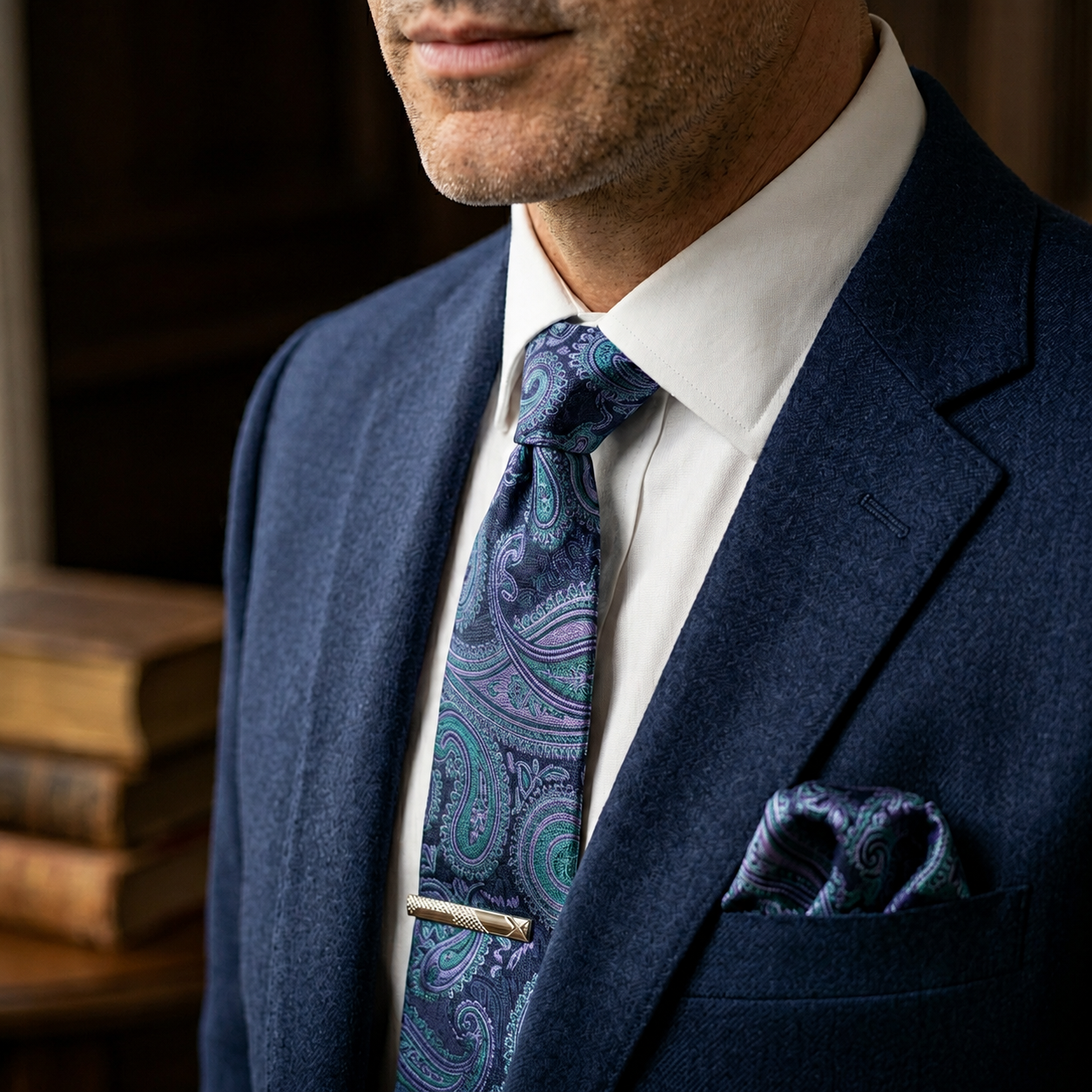 Mayfair Sapphire Lavender Paisley Tie Set