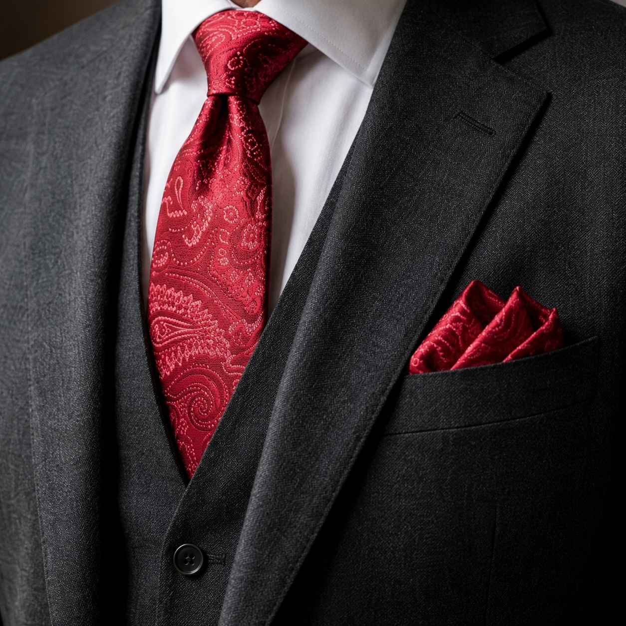Crimson Royal Paisley Tie Set