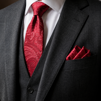 Crimson Royal Paisley Tie Set