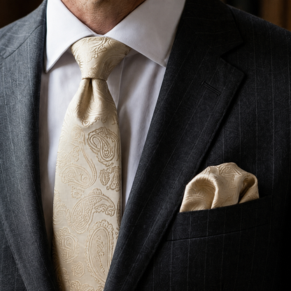 Champagne Gold Paisley Tie Set