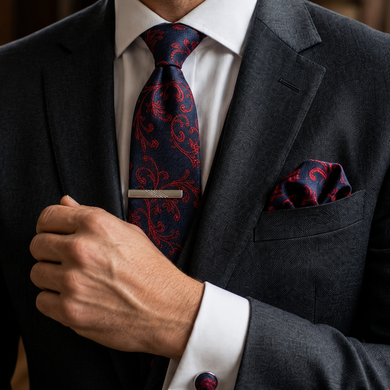 Royal Navy Crimson Paisley Tie Set