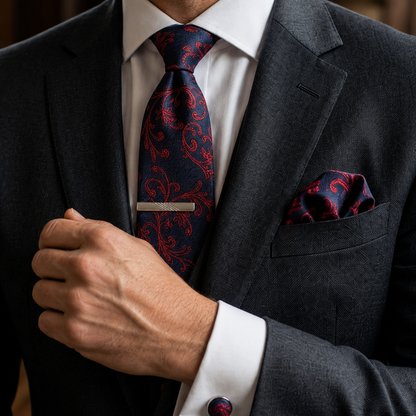 Royal Navy Crimson Paisley Tie Set