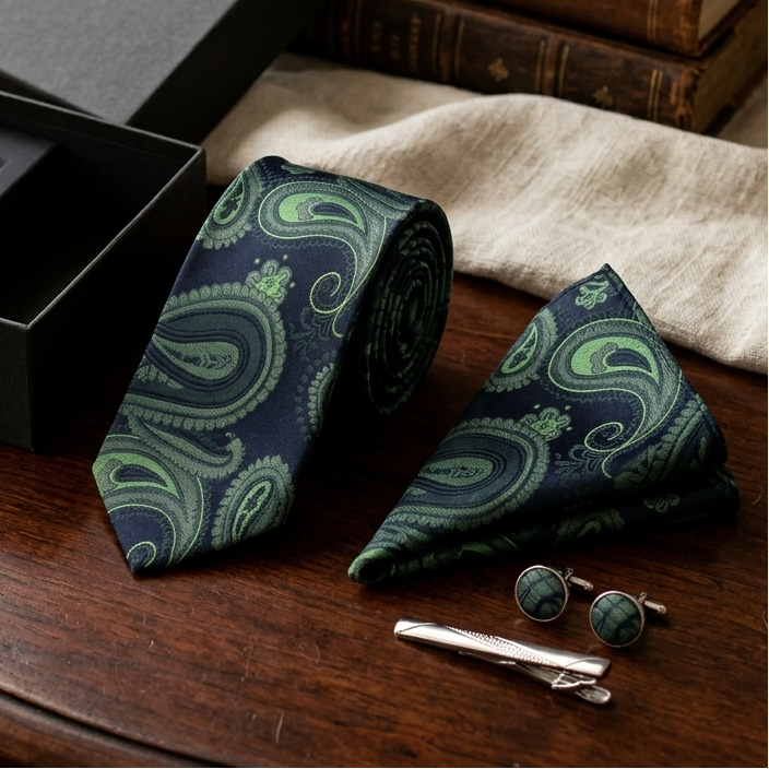 Windsor Emerald Green Paisley Tie Set