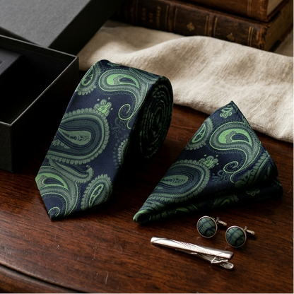 Windsor Emerald Green Paisley Tie Set