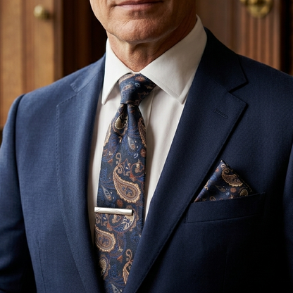 Windsor Midnight Blue Paisley Tie Set