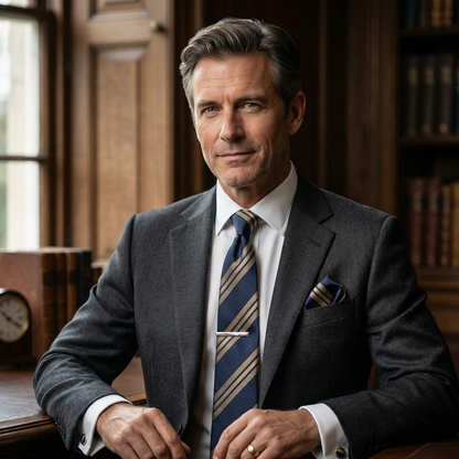 Navy Gold Striped Tie Set
