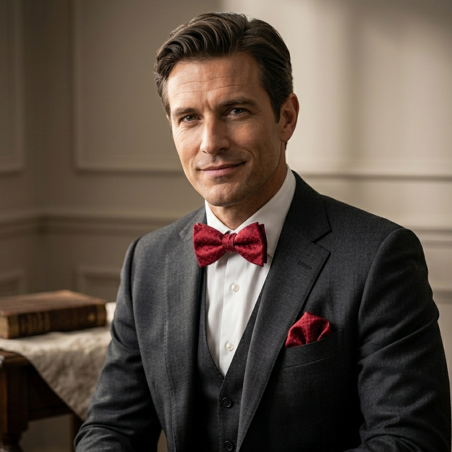 Crimson Royal Textured Bow Tie Set