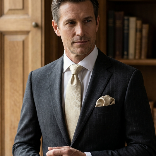 Champagne Gold Paisley Tie Set
