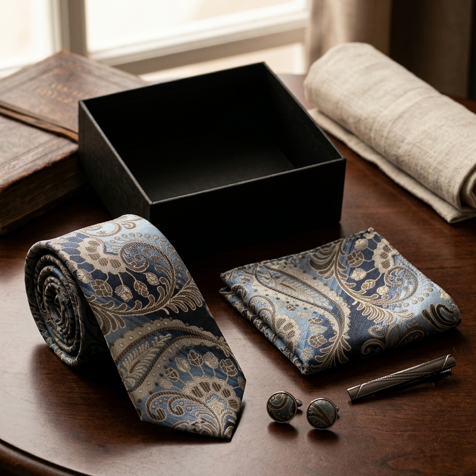 Ashford Blue Paisley Tie Set