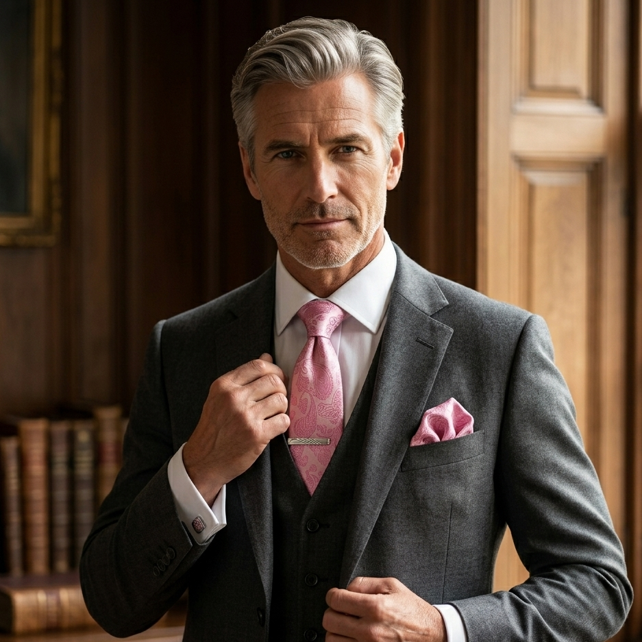 Mayfair Blush Pink Paisley Tie Set