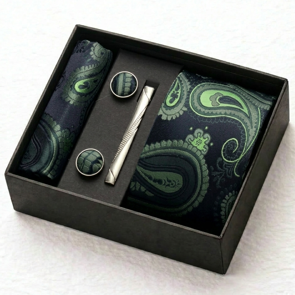 Windsor Emerald Green Paisley Tie Set