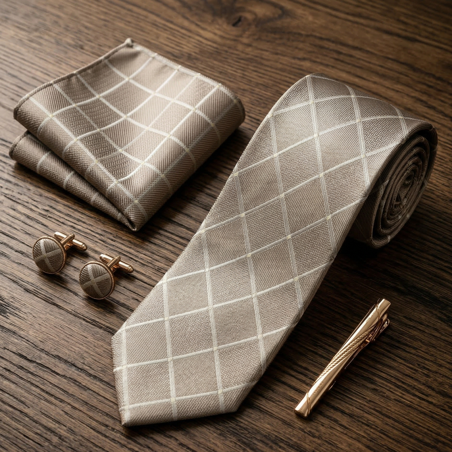 Champagne Diamond Tie Set
