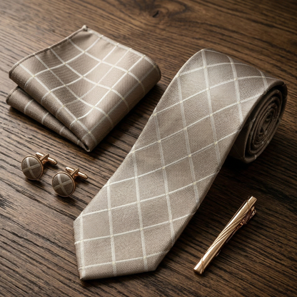 Champagne Diamond Tie Set