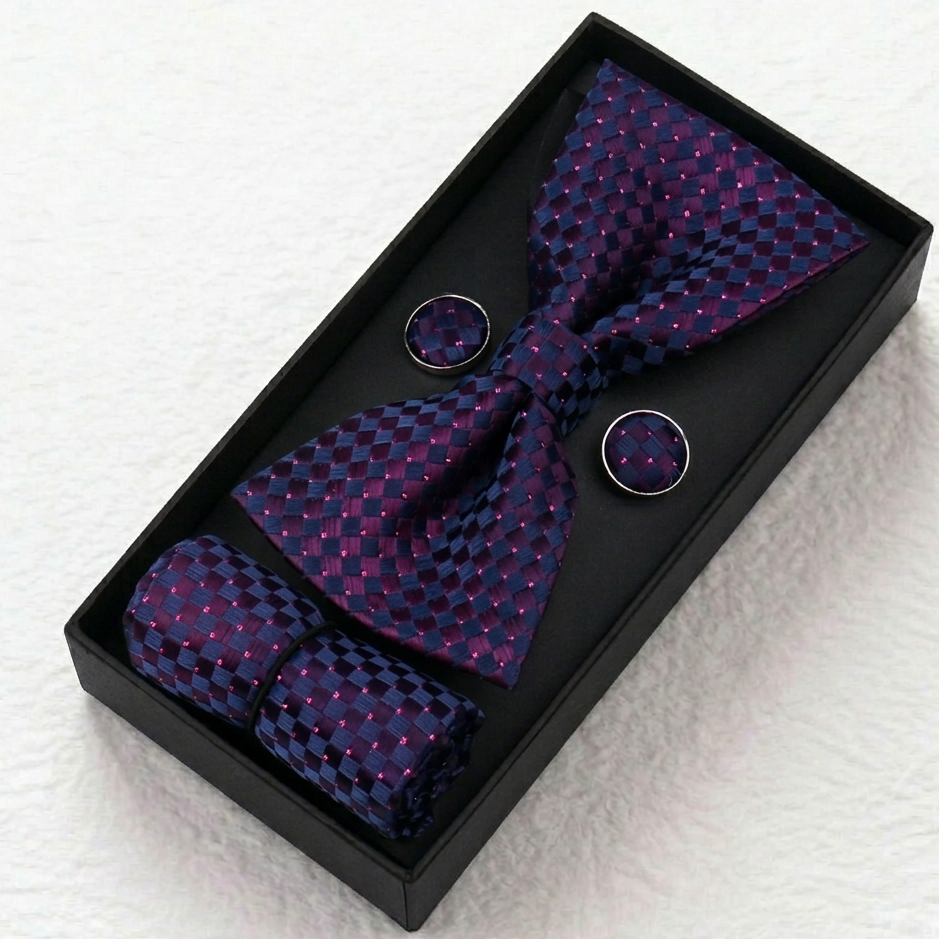 Royal Plum Midnight Bow Tie Set