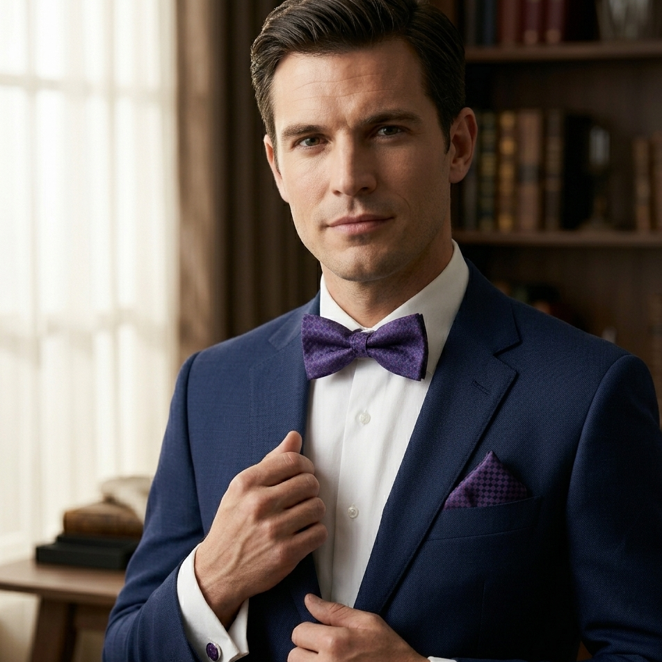 Royal Plum Midnight Bow Tie Set
