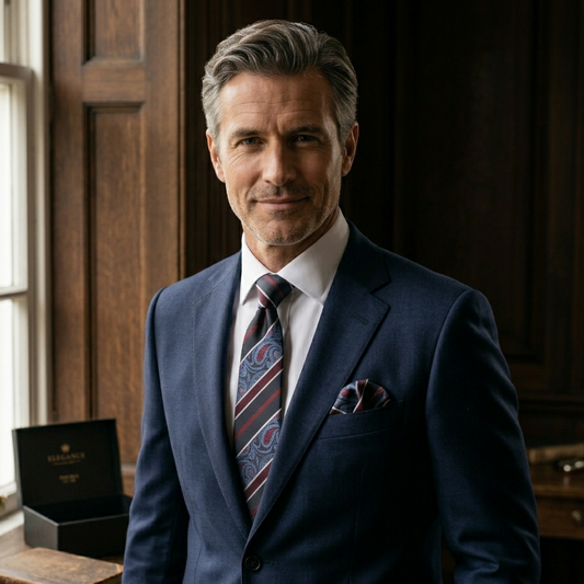Imperial Navy Crimson Paisley Tie Set