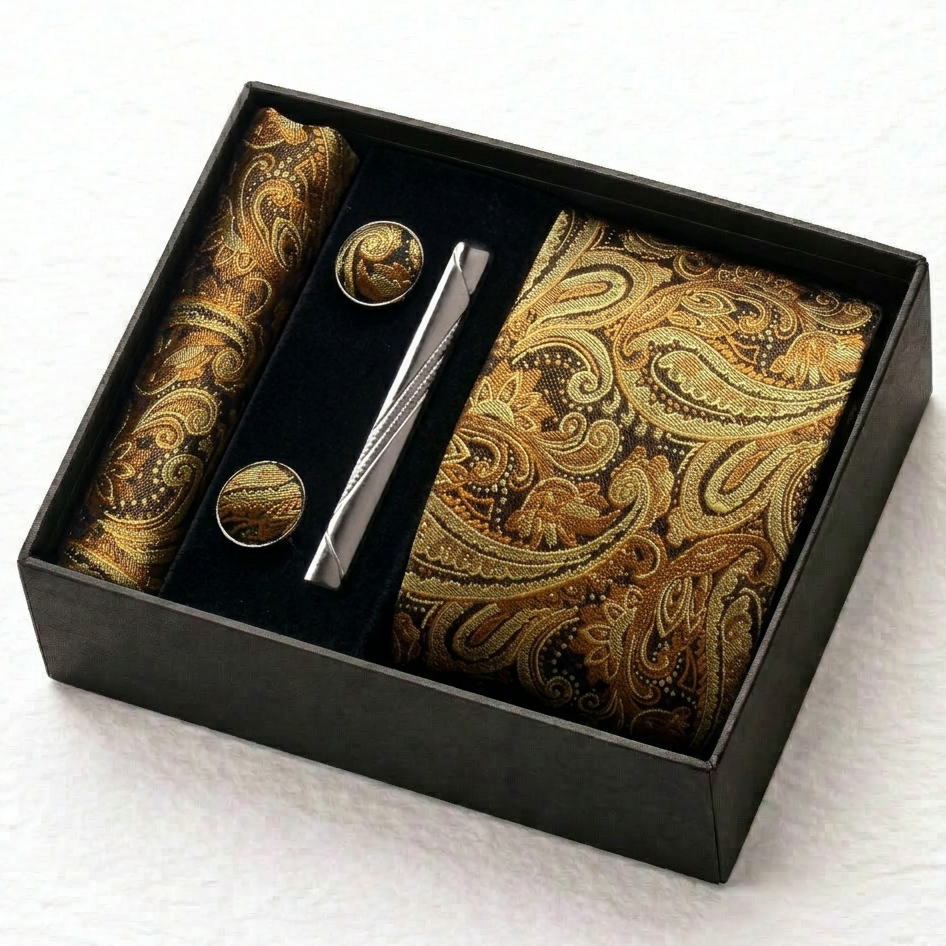 Kensington Gold Paisley Tie Set
