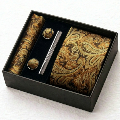 Kensington Gold Paisley Tie Set