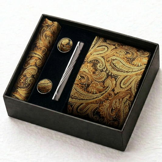 Kensington Gold Paisley Tie Set