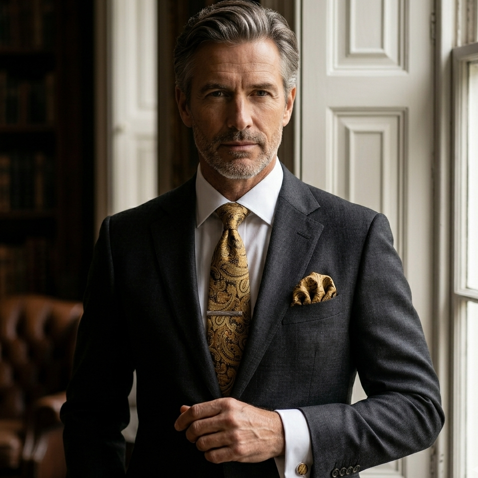 Kensington Gold Paisley Tie Set