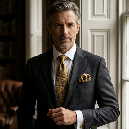 Kensington Gold Paisley Tie Set