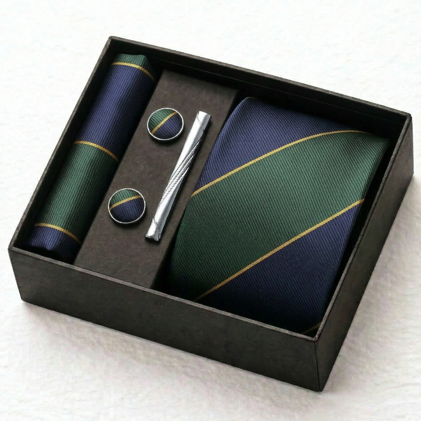 Emerald Navy Regimental Striped Tie Set