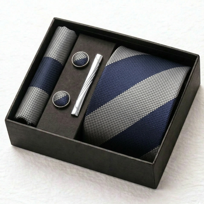 Imperial Navy Silver Stripe Tie Set