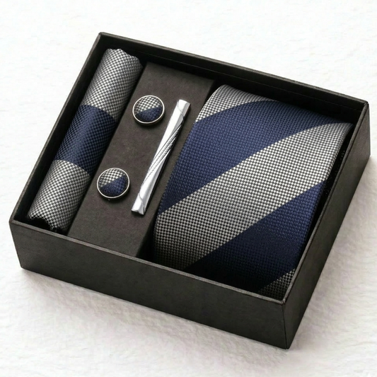 Imperial Navy Silver Stripe Tie Set