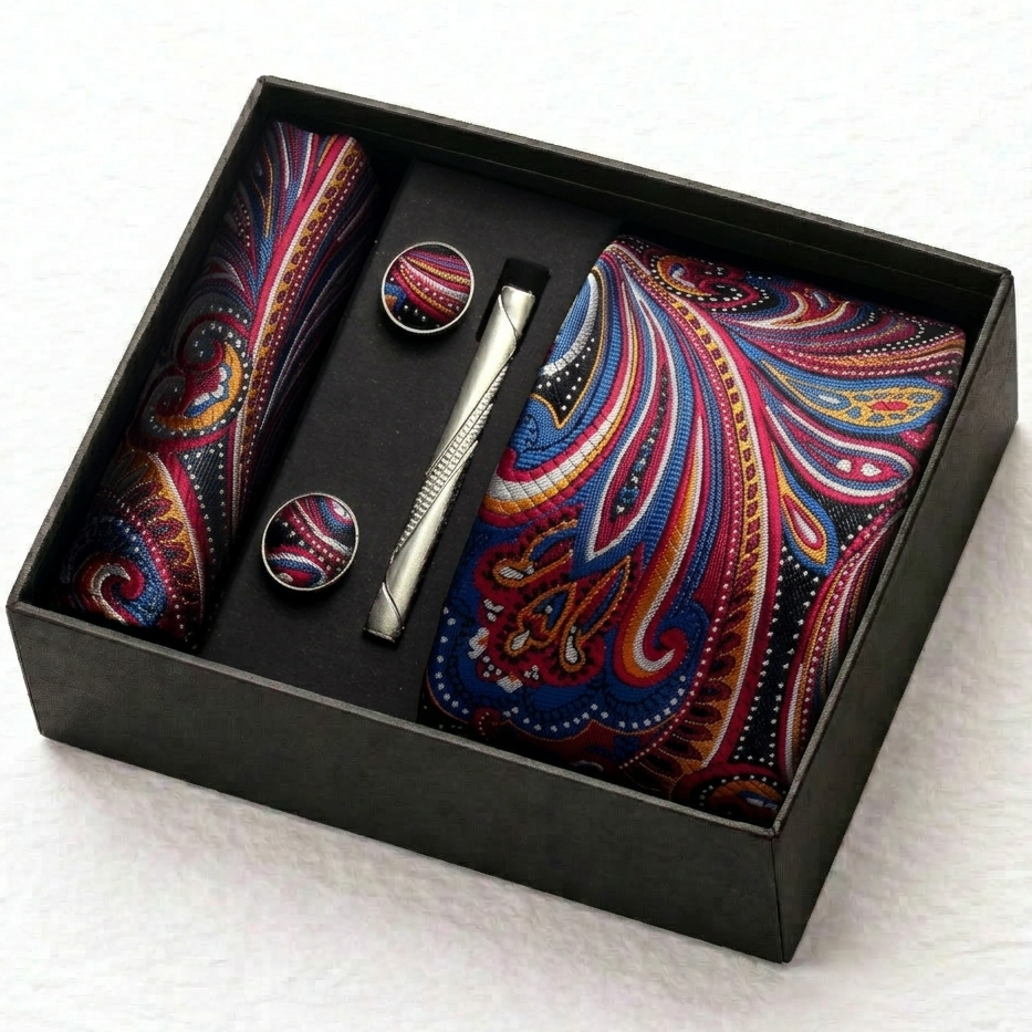 Kensington Burgundy Paisley Tie Set
