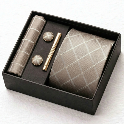 Champagne Diamond Tie Set