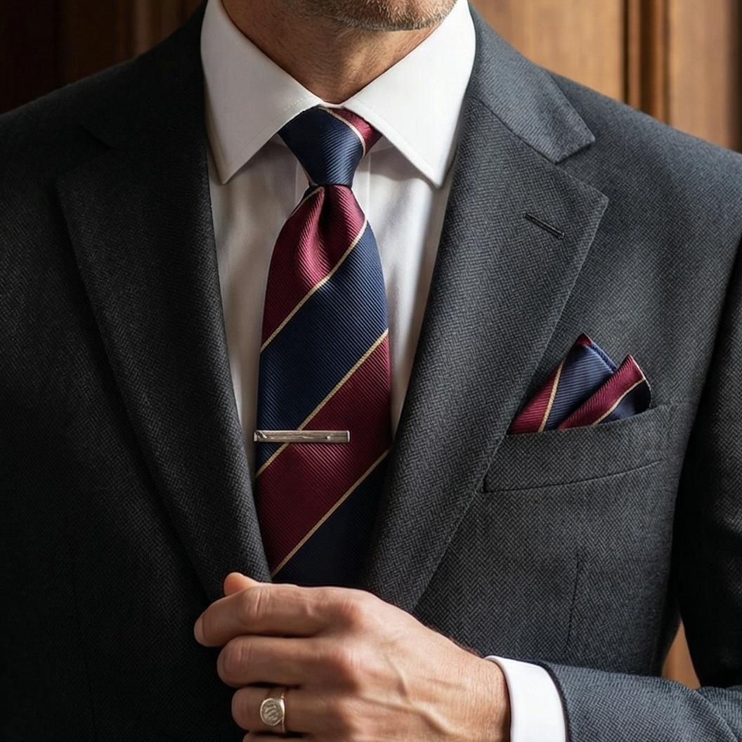 Crimson Navy Regimental Striped Tie Set
