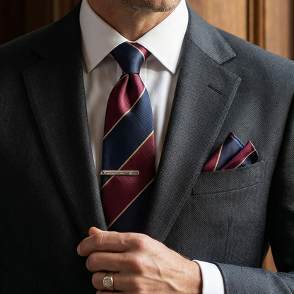 Crimson Navy Regimental Striped Tie Set
