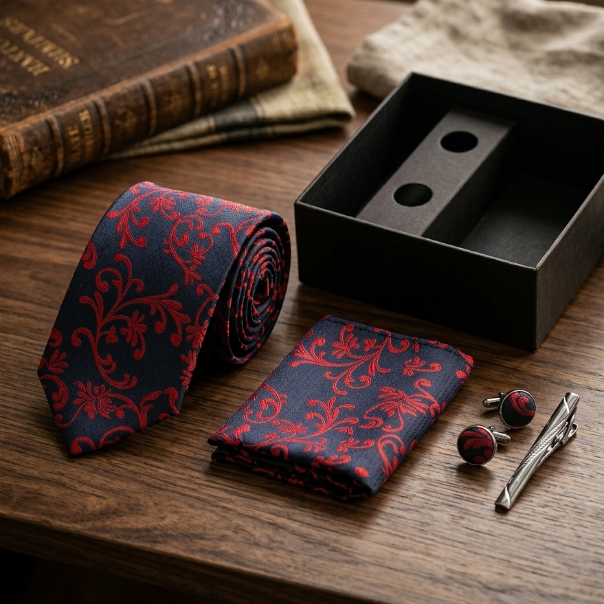 Royal Navy Crimson Paisley Tie Set